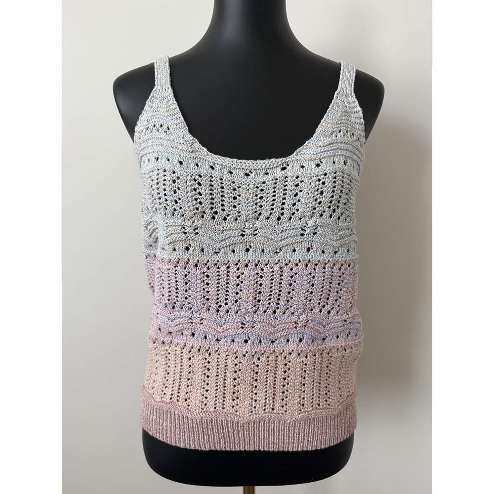 A Father's Love Knitted Pastel Ombré Tank Top Women's L Scoop Neck EUC